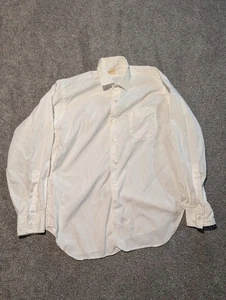 Camisa Brent De Colección Para Hombre Grande Blanca Sanforizada Algodón Pima Montgomery Ward - Imagen 1 de 10