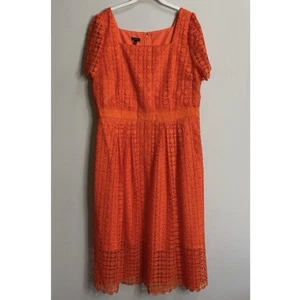 NWT Talbots Bright Tangerine Lace Fit & Flare Dress Size 16 - Picture 1 of 11
