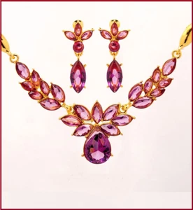 Prices Necklace And Earrings Of Swaroviski Colour Purple, For Party IN General - Picture 1 of 1