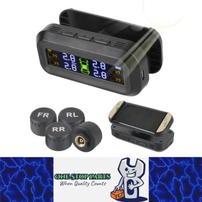 Tyre Pressure Monitoring System Car Tyre Alarm With 4 External Sensors USB Solar - image 1 of 4