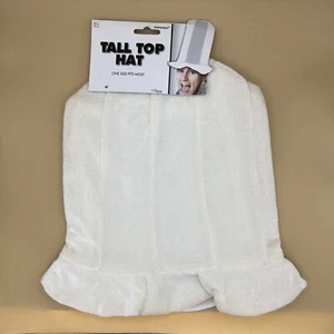 AMSCAN Tall Top Hat - Striped Plush Floppy Brim - Off White - NEW - Picture 1 of 2