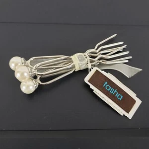 NEW!! Tasha 4-Pc Wedding Imitation Pearl Bobby Pins Hair Clips Dressy Glamour - Picture 1 of 8
