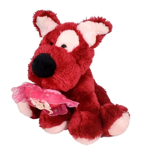 Vintage rot rosa Valentinstag Hund Plüsch 12 Zoll sitzendes Herz Kissen Terrier weich - Bild 1 von 8