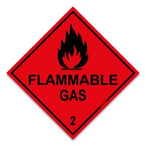 2 letreros de gas inflamable, pegatina de vinilo, advertencia química seguridad COSHH HSE Hazchem - Imagen 1 de 5