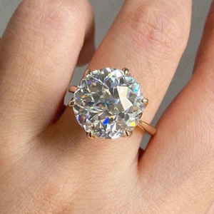 7.42TCW Jubilee Round Cut Moissanite Petal Engagement Ring 14k Solid Yellow Gold - Picture 1 of 10