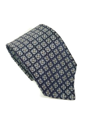 Corbata de seda geométrica azul vintage Lanvin Foto 1 de 4