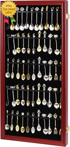 60 Souvenir Tea Spoon Display Case Collection Collector Rack Wall Mount Wooden W - Picture 1 of 7