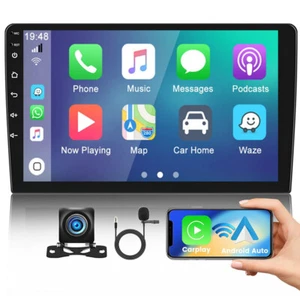 2DIN 9'' Android Wireless Apple CarPlay Car Stereo GPS Radio MP5 Player + Camera - Picture 1 of 19