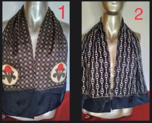 Herren Schal Vintage 80er Seide doppelseitig marine neuwertig wählbar        - Bild 1 von 11