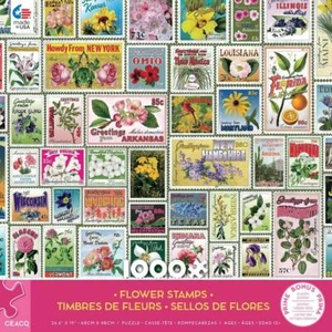 Ceaco Puzzle; Flower Stamps; art by Barbara Behr; 1,000 pieces; 3164-6 - Picture 1 of 2