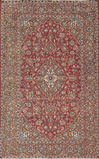 Vintage Red/ Brown Floral Kashaan Traditional Handmade Room Size Area Rug 6x10