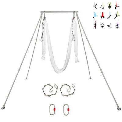 Aerial Stand Portable Rig Yoga Swing Bar White Silk 551lbs Load Yoga Frame 20FT - Image 1 of 4
