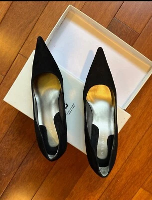 Nine West women black suede heels size 7M - Image 1 of 4