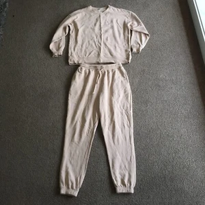 Miss shop womens track ssuit sweat , jumper size M + pants size S beige 113443 - Picture 1 of 13
