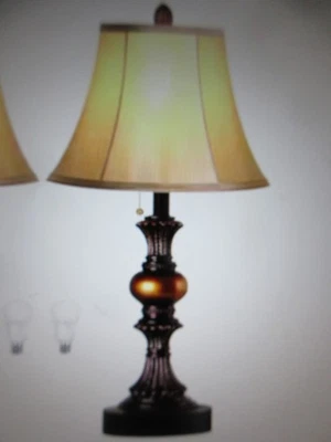 Rottogoon 22 pulgadas Lámparas de noche vintage con doble USB, 3 vías regulables bronce Foto 1 de 4