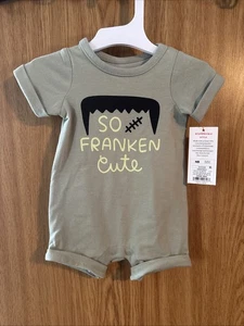 Neugeborene "So Franken süß" Einteiler Kurzarm Strampler grün super süß Neu mit Etikett - Bild 1 von 3