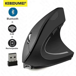 Dual-mode Vertical Mouse Bluetooth 5.0 Wireless 2.4G Mouse Rechargeable Mice Sil - Picture 1 of 10