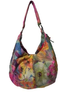 Hobo International Slouchy Hobo Shoulder Bag Lg Tote Leather Multicolor Floral - Picture 1 of 13