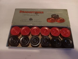 Chad Valley Draughtsmen Interlocking Draughts Pieces Original Box Vintage 1960's - Picture 1 of 2