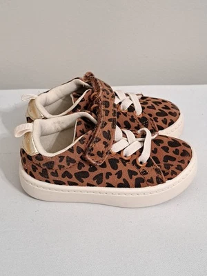 Zapatillas Carter's Perrie Marrón con Estampado de Manchas de Corazón de Leopardo Niño Pequeño Talla 5 LINDAS Foto 1 de 4