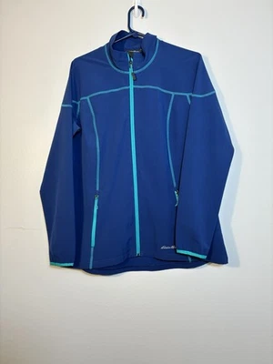 Chaqueta softshell Eddie Bauer cremallera completa para mujer L azul real cortavientos al aire libre Foto 1 de 4