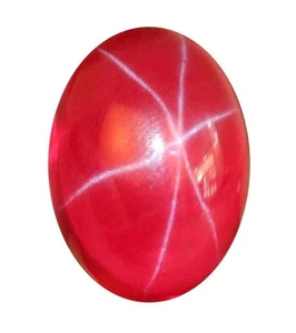 14.15 Cts. Natural Star Red Ruby 6 Rays Oval Cabochon Shape Certified Gemstone - Picture 1 of 4