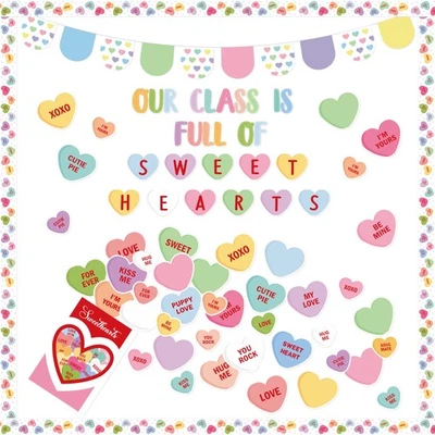 130Pcs Valentine’s Day Conversation Heart Bulletin Board Classroom Decoration... - Image 1 of 4
