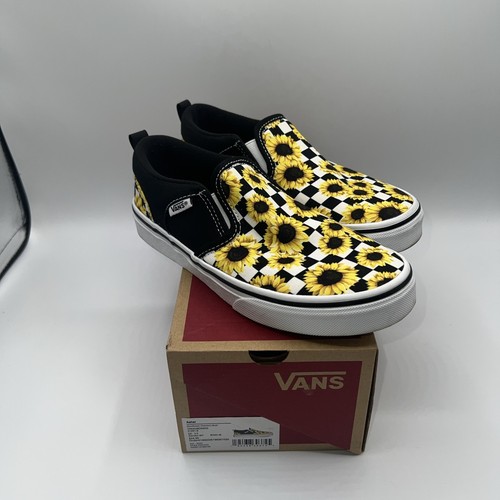 Scarpe slip on Vans Asher girasole floreale a scacchi donna taglia 3 5