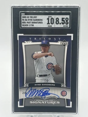 2005 UD Trilogy Silver Ryne Sandberg Cubs HOF /50 SGC 8.5 com 10 AUTO  - Imagem 1 de 2