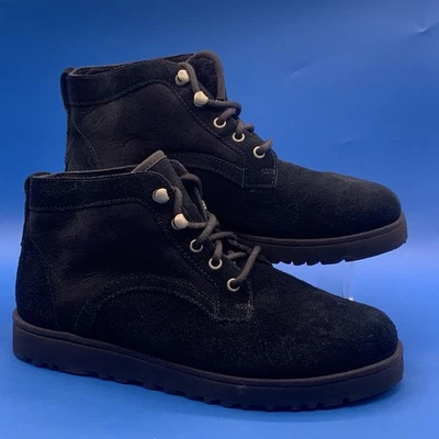 UGG Bethany Black Laced Up Sheepskin Faux Fur Lined Ankle Boots Size 9.5 - Image 1 of 4