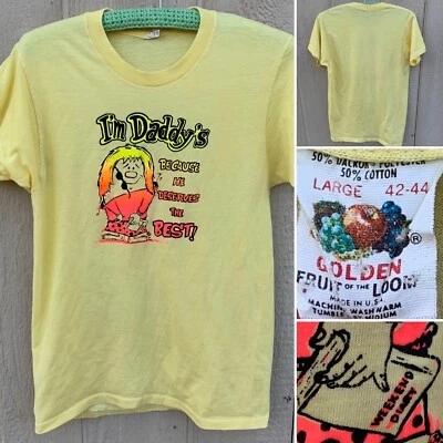 vintage Im Daddys Because He Deserves The Best iron on graphics t shirt 1970s L - Image 1 of 4