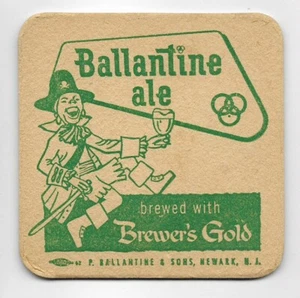 BALLANTINE ALE BREWER'S GOLD BEER COASTER showing a PIRATE~NEWARK,NJ - Picture 1 of 1