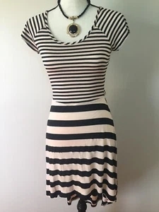 Material Girl Women Striped High-Low Casual Dress Sm Cutout At Back NWOT - Picture 1 of 9