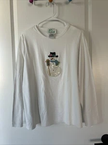 Quacker Factory Sequin Snowman, White, NWOT, Medium - Picture 1 of 5