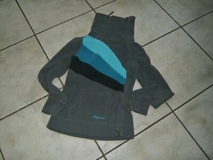 Super Fleece Jacke SUBLEVEL Gr. 152 grau türkis asymetrischer Reißverschluß - Bild 1 von 3