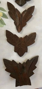 Atq Vtg Small Carved Wood Accent Pieces (7)~Leaves~Frames, Clocks... - Picture 1 of 6