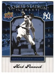 2008 Upper Deck Yankee Stadium Legacy #7 Herb Pennock NM Blue - Picture 1 of 2