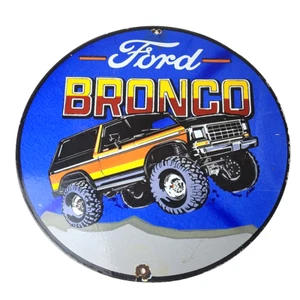 Vintage Ford Motors Porcelain Sign - 78' Bronco Sunset Porcelain Auto Sign - Picture 1 of 15