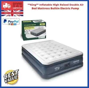 Green Haven King Size Air Bed Inflatable High Raised Mattress w/ Electric Pum - Picture 1 of 6