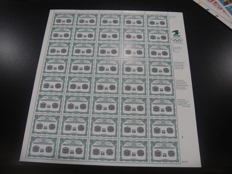 USA 1992 Sc#2630 29c New York Stock Exchange sheet of 40 Stamps MNH XF - Image 1 of 1