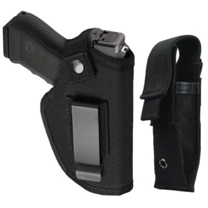 Tactical IWB OWB Holster Concealed Belt Pistol Holder with Single Magazine Pouch - Picture 1 of 12