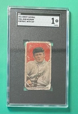 1911 Dulce Caporal T206 John Mcgraw retrato con tapa SGC 1 POBRE Foto 1 de 2