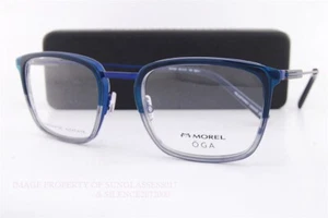 Nuove montature per occhiali MOREL OGA 10173O BG11 blu made in France fatte a mano 55 mm - Foto 1 di 8