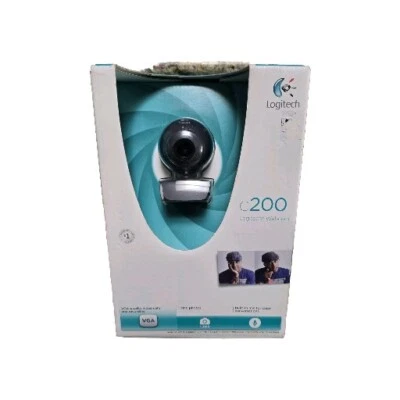 Logitech C200 Webcam USB Built-in Microphone w/RightSound  Black NEW & SEALED - Image 1 of 4