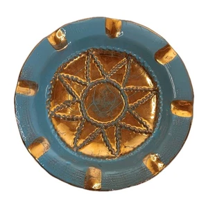 MCM Aldo Londi Bitossi Gold Italian Ceramic Pottery Ashtray Marked 8” - Picture 1 of 6