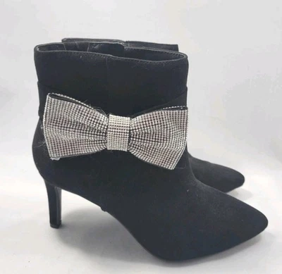 TORRID Black Bootie with Silver Rhinestone Bow Size 9WW (WIDE WIDTH) NWT NEW - Image 1 of 4