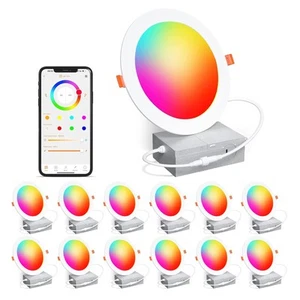 Recessed Lighting 6 Inch RGBCW Color Changing Smart Recessed Ceiling Lights 1... - Picture 1 of 9
