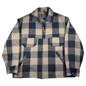 Vintage Woolrich Dark Wheat Buffalo Plaid Mackinaw Wool Cruiser Jacket Size L - Picture 1 of 14