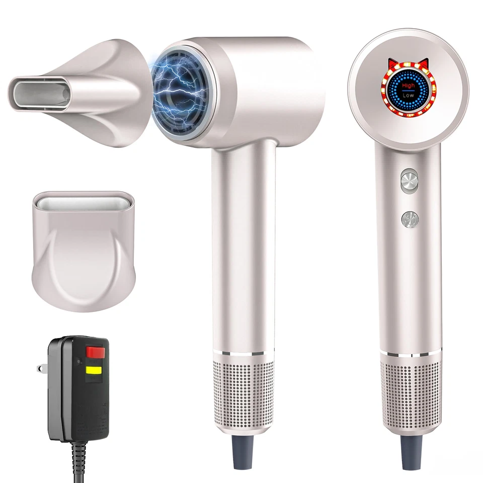 Secador de pelo de alta velocidad con difusor de iones negativos boquilla magnética 1400 W sin escobillas Foto 1 de 4