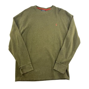 Polo Ralph Lauren Herren grün Waffel Strick Langarm Rundhals Shirt 2XL - Bild 1 von 6